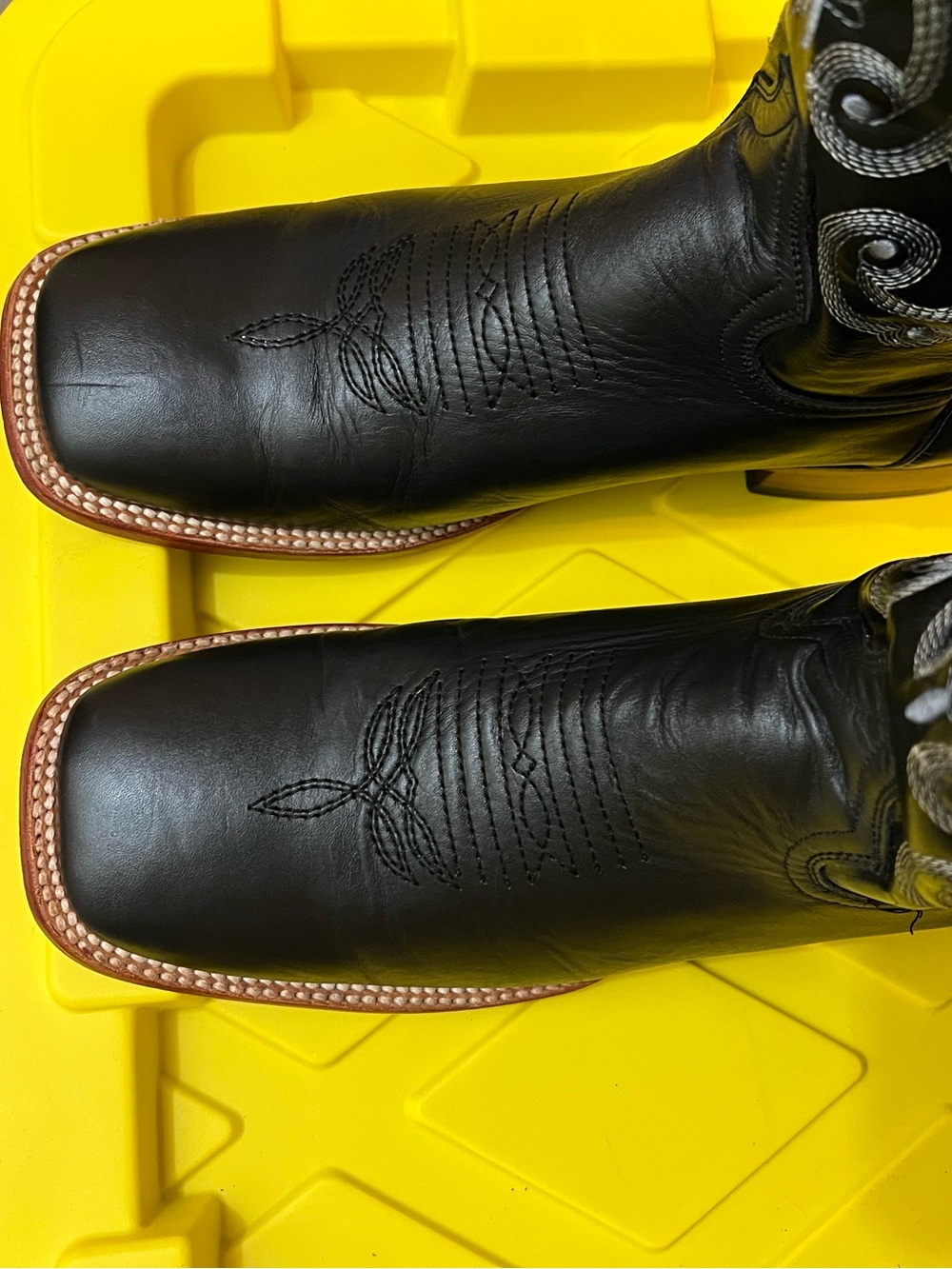 Ferrini Men's Black French Calf Leather Square Toe Cowboy Boots size 11D